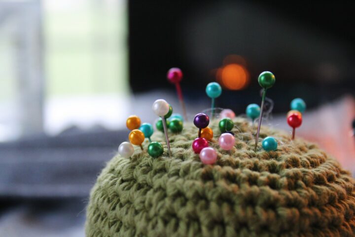 Pins stuck in pin cushion