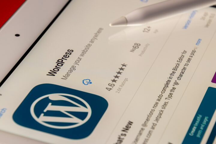 A screen with the WordPress logo visible