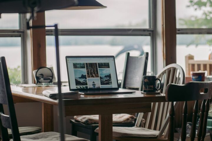 laptop on the desk